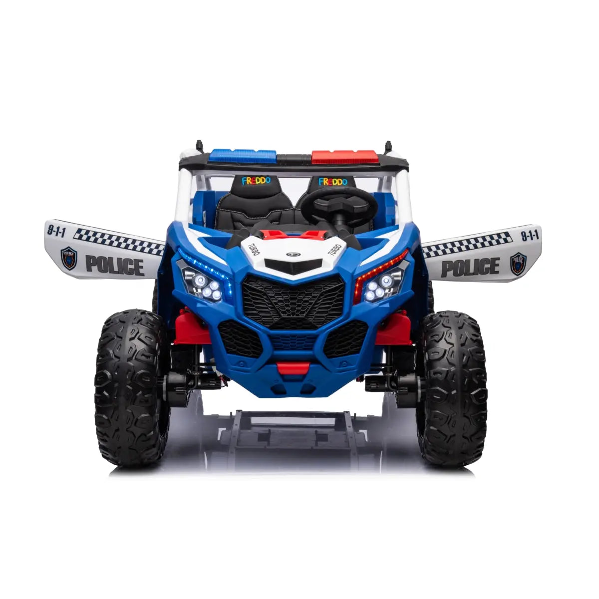 24V Freddo Storm Police UTV 2-Seater for Kids with Lights & Sirens for Action-Packed Adventures  Freddo Toys