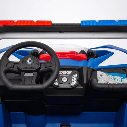 24V Freddo Storm Police UTV 2-Seater for Kids with Lights & Sirens for Action-Packed Adventures  Freddo Toys